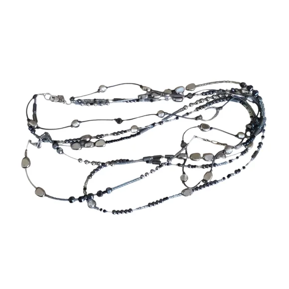 Silpada Sterling Silver Multistrand Hematite Seed Bead Dewdrops Necklace N2097 - Picture 13 of 15